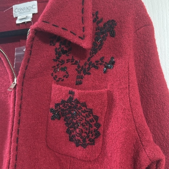 NWT CONRAD C 💯% Soft Wool Jacket with Embroidery Detail Sz Large - Picture 5 of 7
